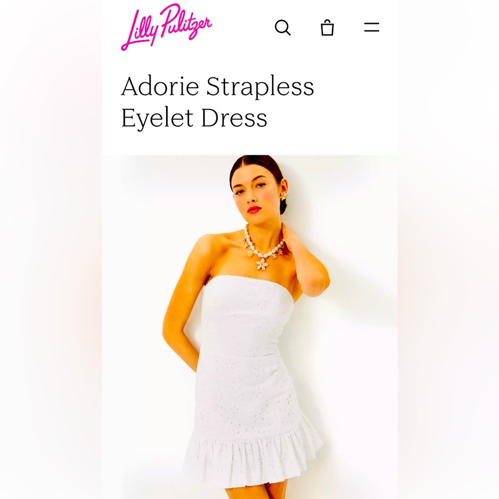 NWT Lilly Pulitzer White Adorie Strapless Eyelet Dress